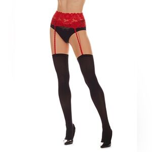 MeMoi Sexy No Strings Attached Opaque Garter Suspender Stocking/Lingerie NWOT